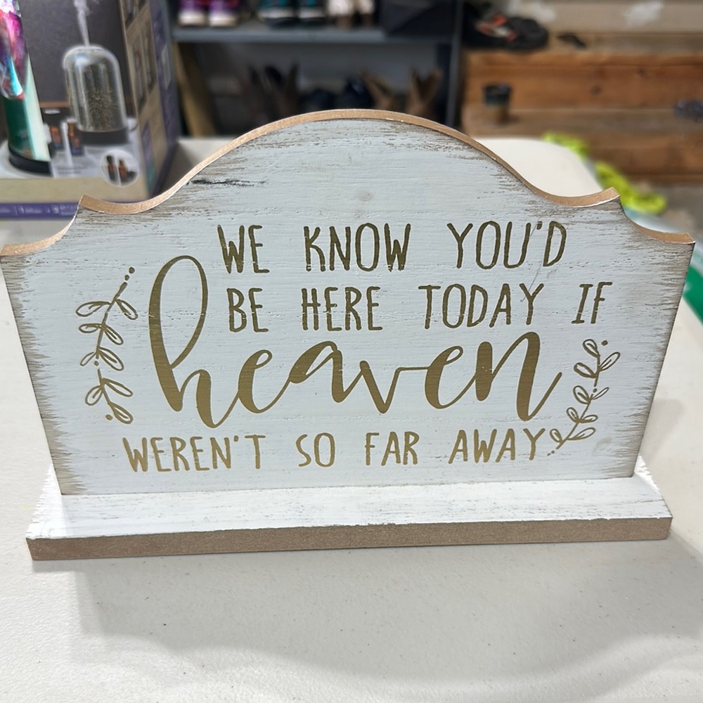 Decorative Wooden Sign with Gold Text